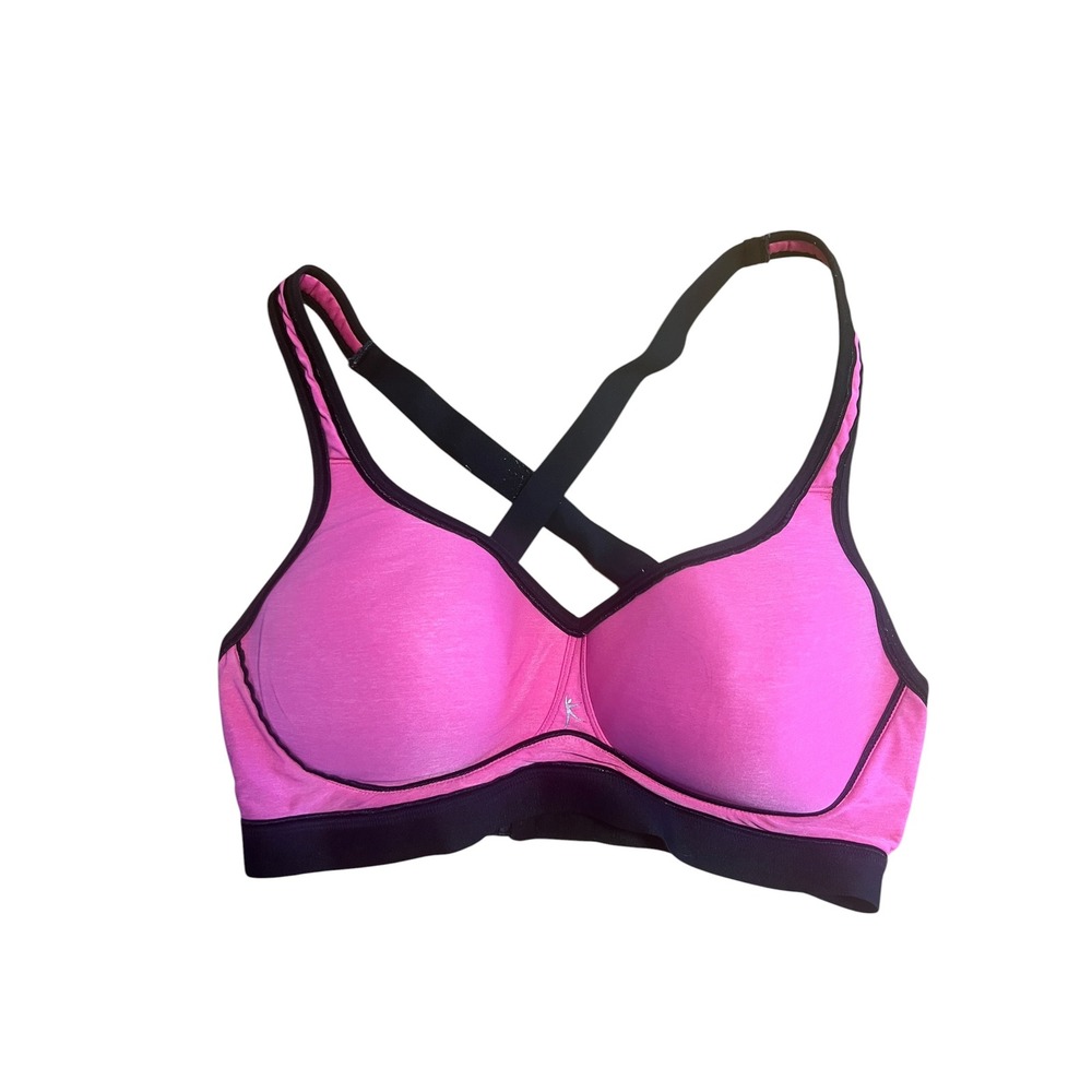 Danskin Now Womens Pink Black High Impact Racerback Sports Bra 36D Molded‎ Cups